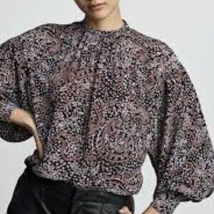 NEW Banana Republic PRINT BISHOP-SLEEVE TOP, Size M